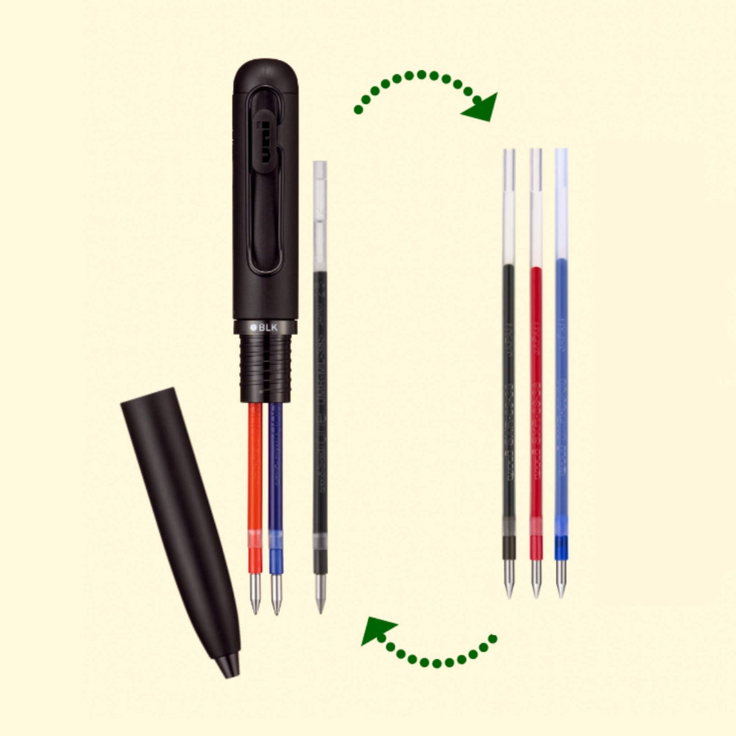 Uni - ball ONE 3 Multi Gel Pen Refill UMR - ML - 38S 0.38mm - Black - Pen Refills