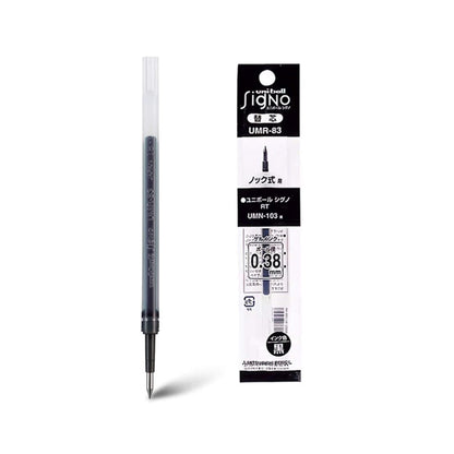 Uni - ball Signo Retractable Gel Pen Refill UMR - 83 0.38mm - Black - Pen Refills