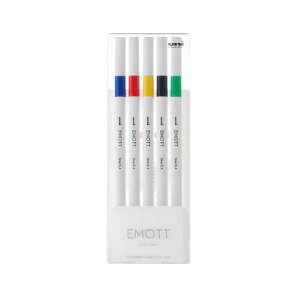 Uni Mitsubishi Emott Fineliner 5 - Color Set No.1 Vivid Color - Fine - Tip Markers