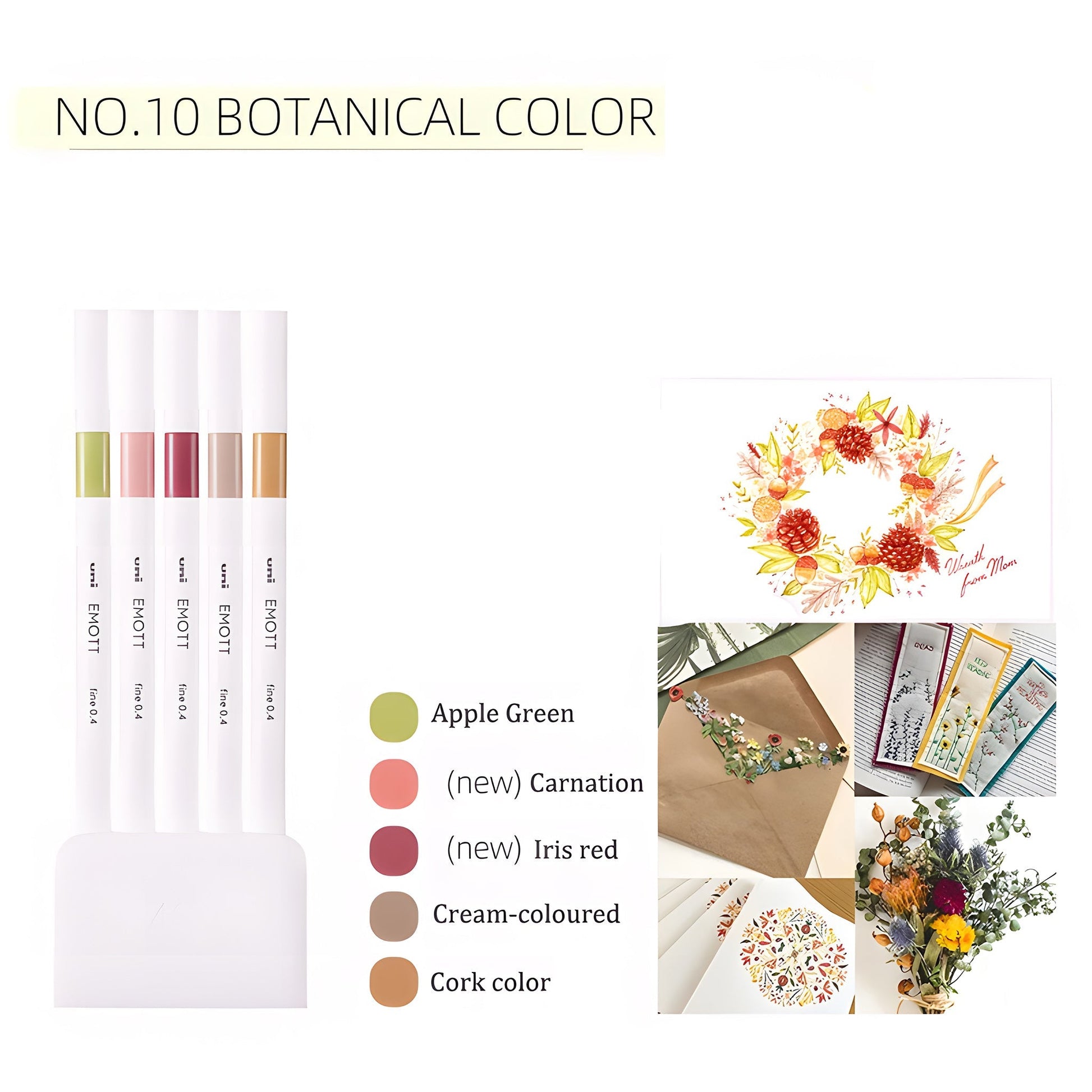 Uni Mitsubishi Emott Fineliner 5-Color Set Botanical Color