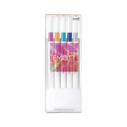 Uni Mitsubishi Emott Fineliner 5 - Color Set No.12 Virtual Color - Fine - Tip Markers