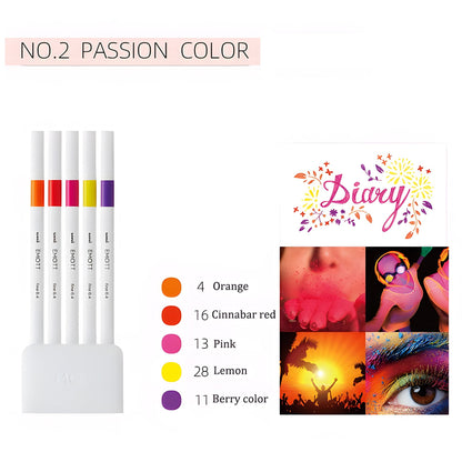 Uni Mitsubishi Emott Fineliner 5 - Color Set No.2 Passion Color - Fine - Tip Markers