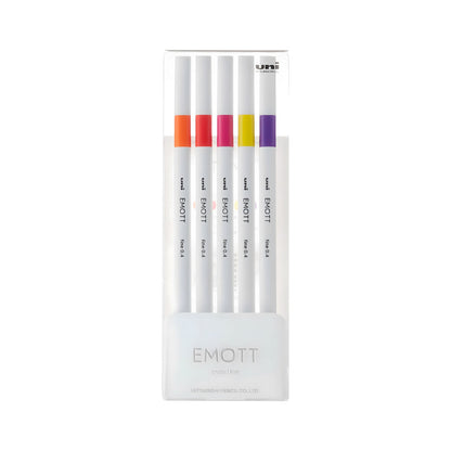 Uni Mitsubishi Emott Fineliner 5 - Color Set No.2 Passion Color - Fine - Tip Markers