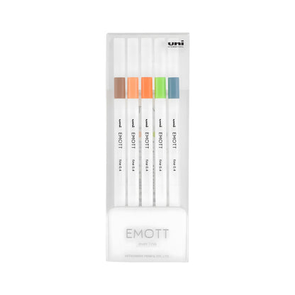 Uni Mitsubishi Emott Fineliner 5 - Color Set No.6 Nature Color - Fine - Tip Markers