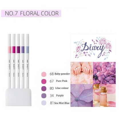 Uni Mitsubishi Emott Fineliner 5 - Color Set No.7 Floral Color - Fine - Tip Markers