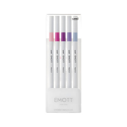 Uni Mitsubishi Emott Fineliner 5 - Color Set No.7 Floral Color - Fine - Tip Markers