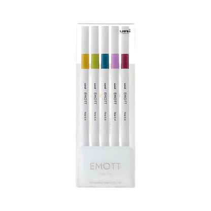 Uni Mitsubishi Emott Fineliner 5 - Color Set No.8 Retro Color - Fine - Tip Markers