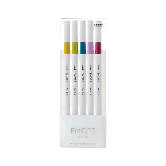 Uni Mitsubishi Emott Fineliner 5 - Color Set No.8 Retro Color - Fine - Tip Markers