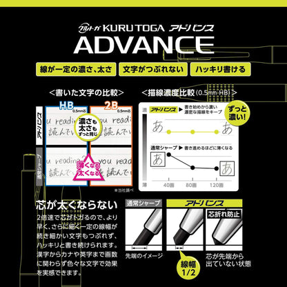 Uni Mitsubishi Kuru Toga Advance Upgrade Mechanical Pencil 0.5mm - Gunmetal - Mechanical Pencils