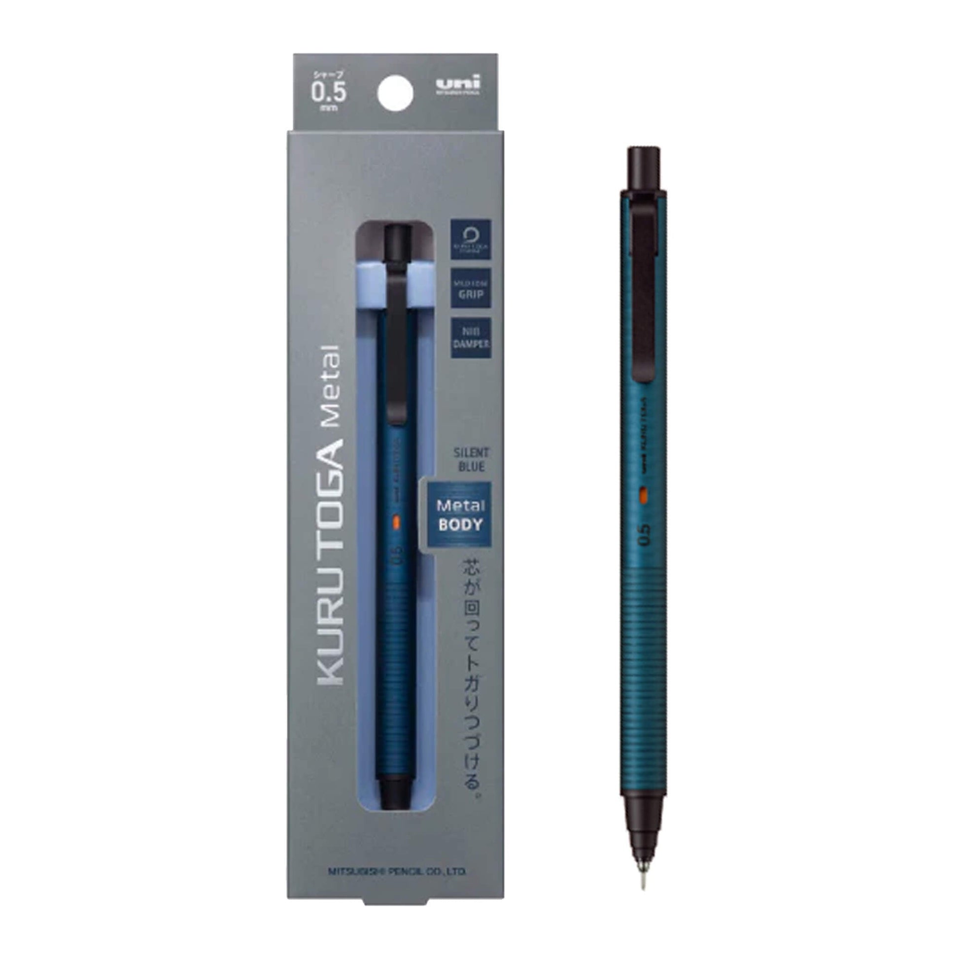 Uni Mitsubishi Kuru Toga Metal Mechanical Pencil 0.5mm - Silent Blue - Mechanical Pencils