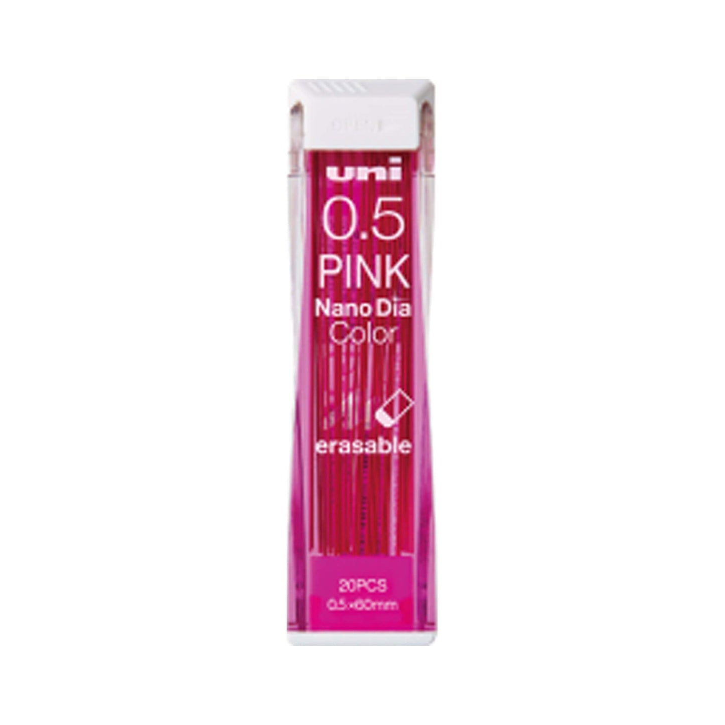 Uni Mitsubishi NanoDia Color Erasable Lead 0.5mm - Pink - Pencil Leads