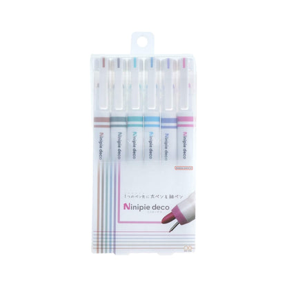 Sun-Star Ninipie Deco Dual Tip Marker 6-Color Set