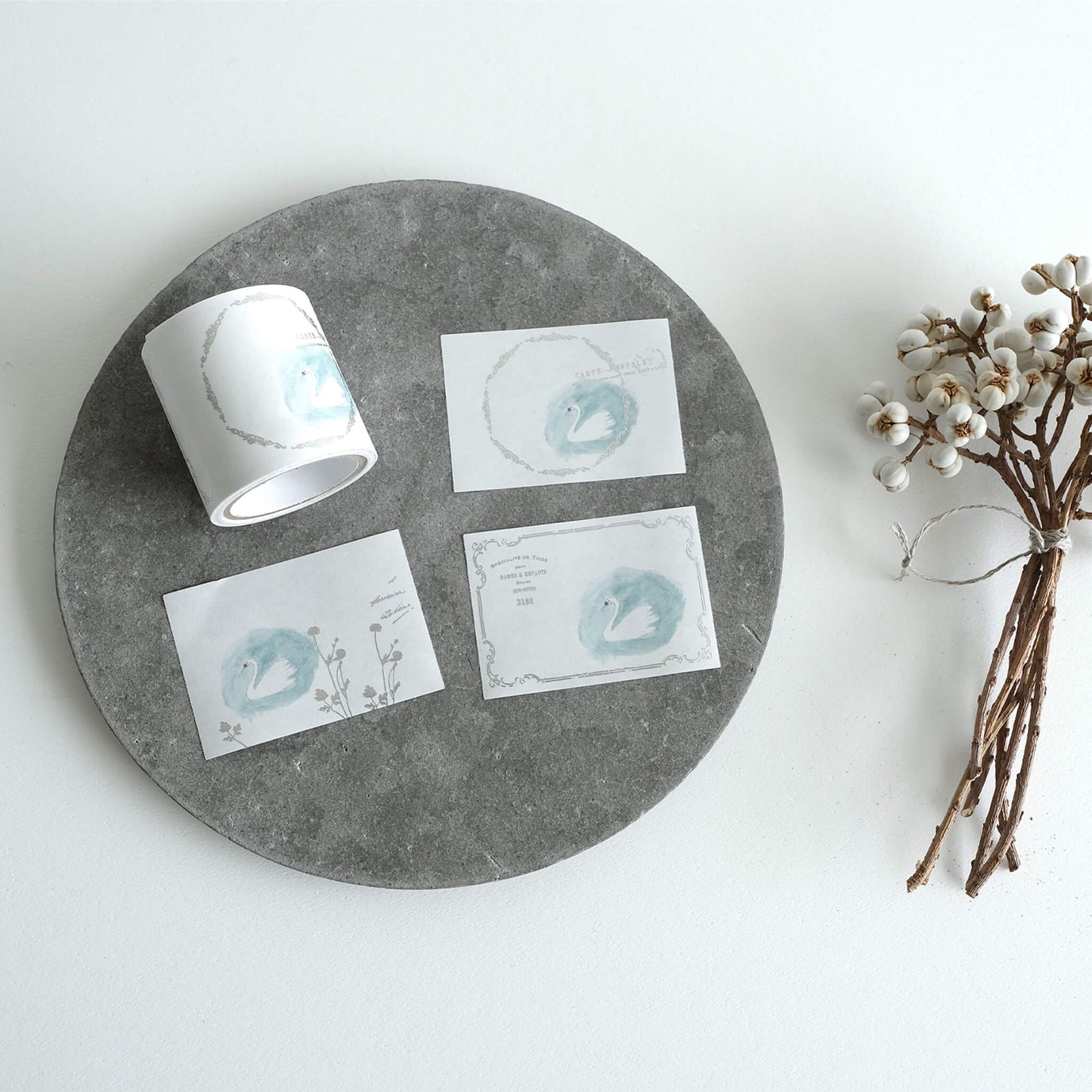 Yohaku Foil - Stamped Roll Sticky Notes RH - 001 Swan - Sticky Notes