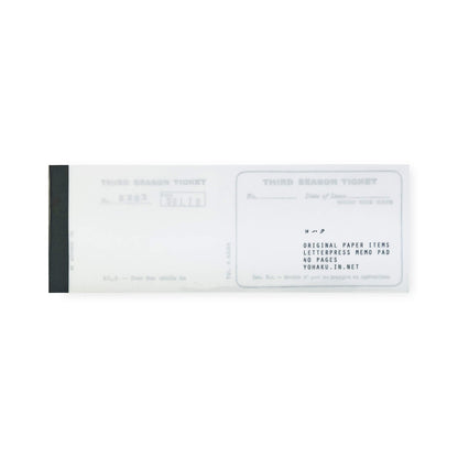 Yohaku Letterpress Memo Pad M - 167 Ticket Gray - Memo Pads