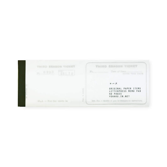 Yohaku Letterpress Memo Pad M - 168 Ticket Brozen - Memo Pads