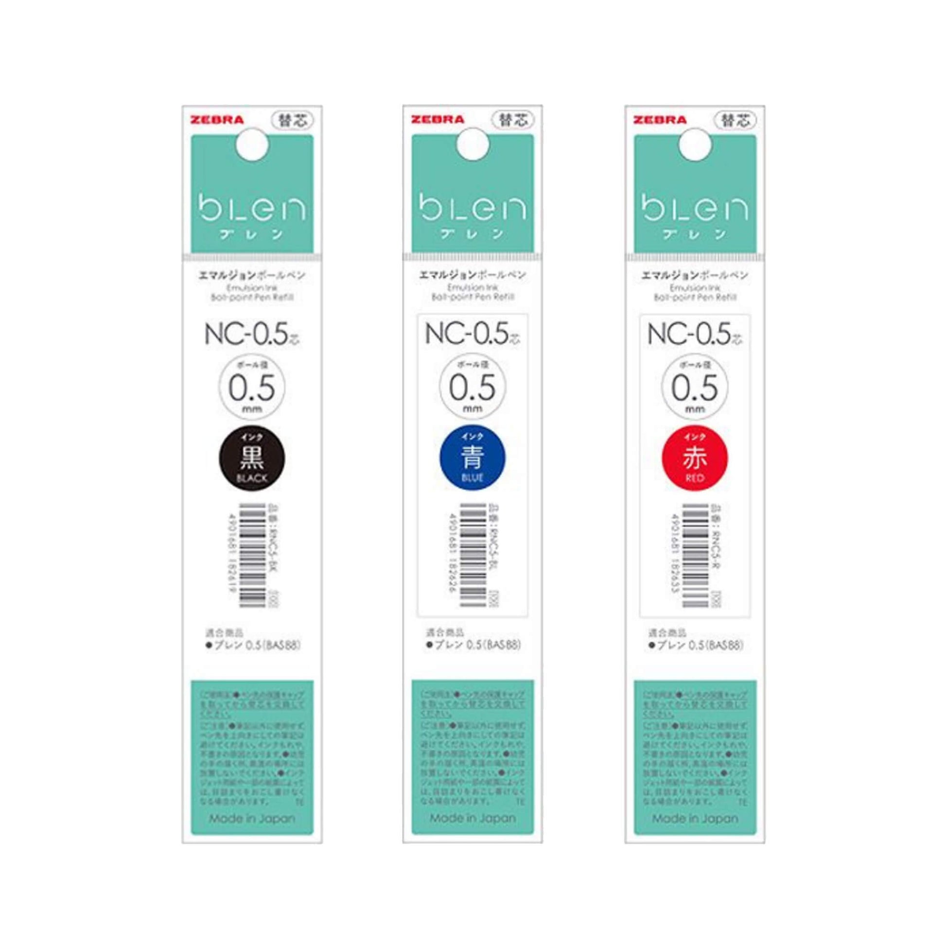Zebra bLen Ballpoint Pen Refill NC - 0.5 - Black - Pen Refills