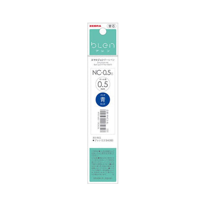 Zebra bLen Ballpoint Pen Refill NC - 0.5 - Blue - Pen Refills