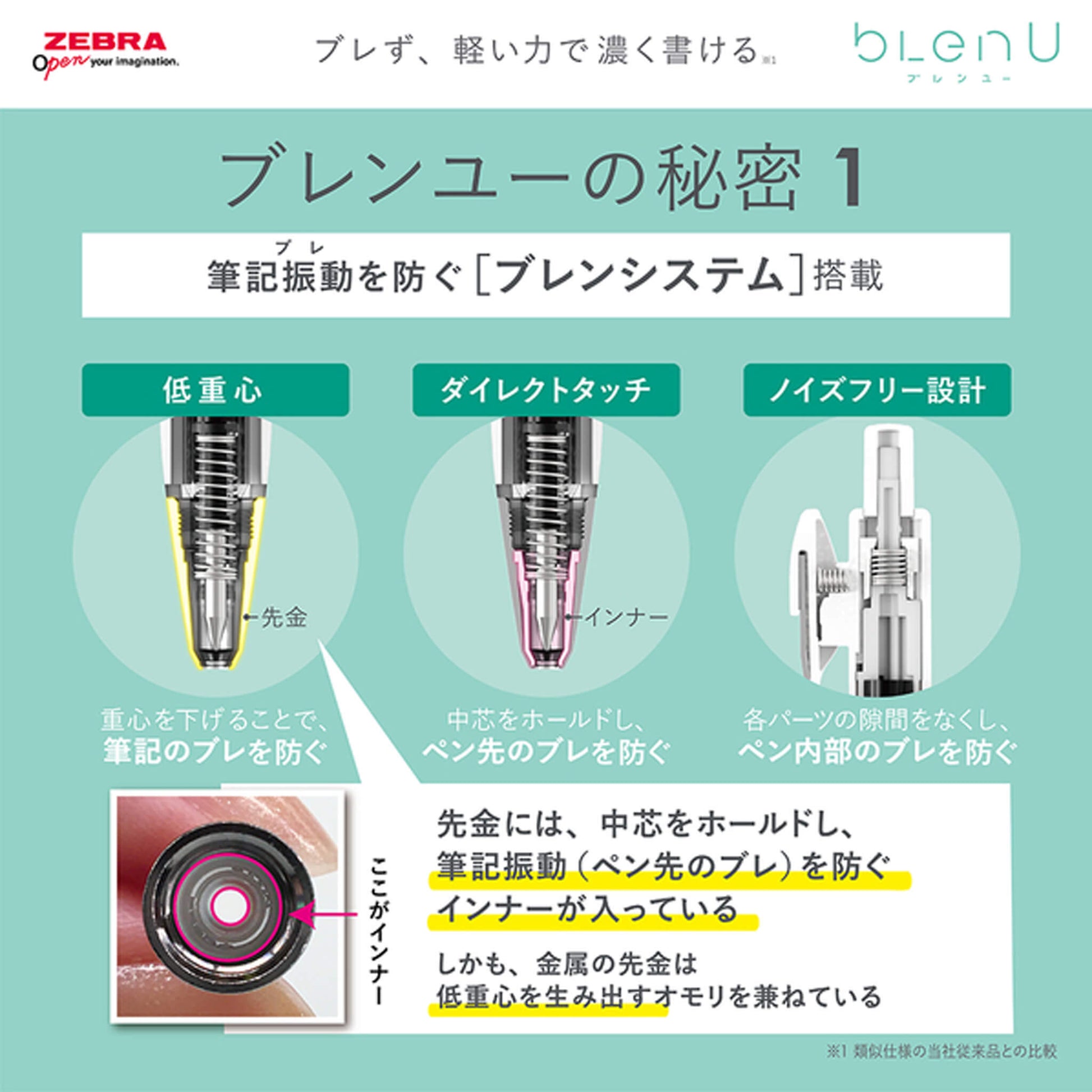 Zebra bLen U Ballpoint Pen 0.7mm - Black - Ballpoint Pens