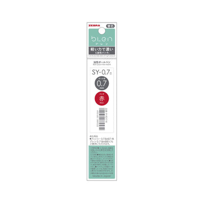 Zebra bLen U Ballpoint Pen Refill SY - 0.7 0.7mm - Red - Pen Refills