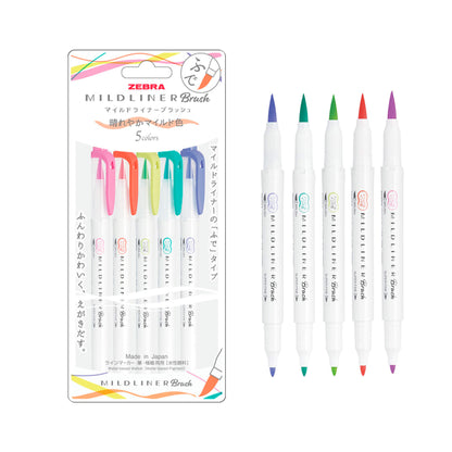Zebra Mildliner Brush Pen - Sunny Mild Colors - Set of 5 - Brush Pens