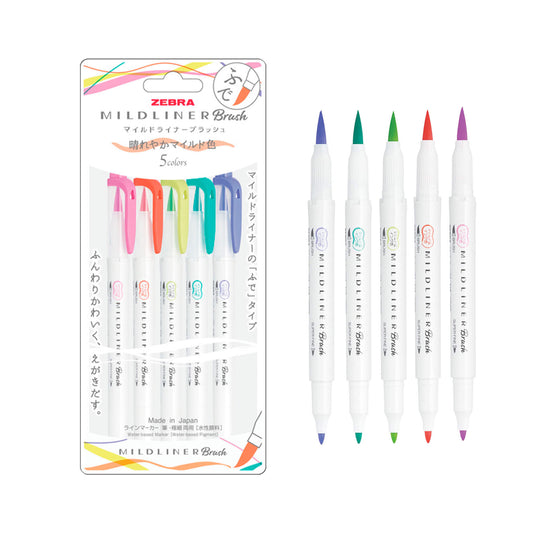 Zebra Mildliner Brush Pen - Sunny Mild Colors - Set of 5 - Brush Pens