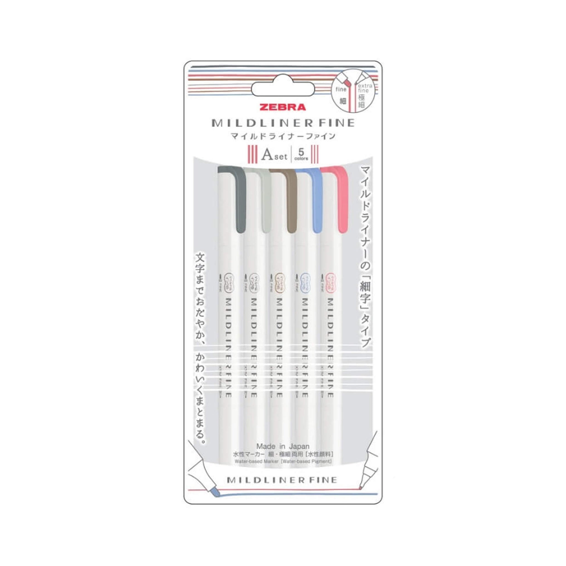 Zebra Mildliner Fine Dual - Tip Marker Limited Edition Set - Set A - Fine - Tip Markers