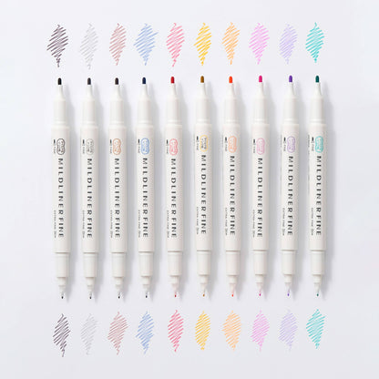 Zebra Mildliner Fine Dual - Tip Marker Limited Edition Set - Set A - Fine - Tip Markers