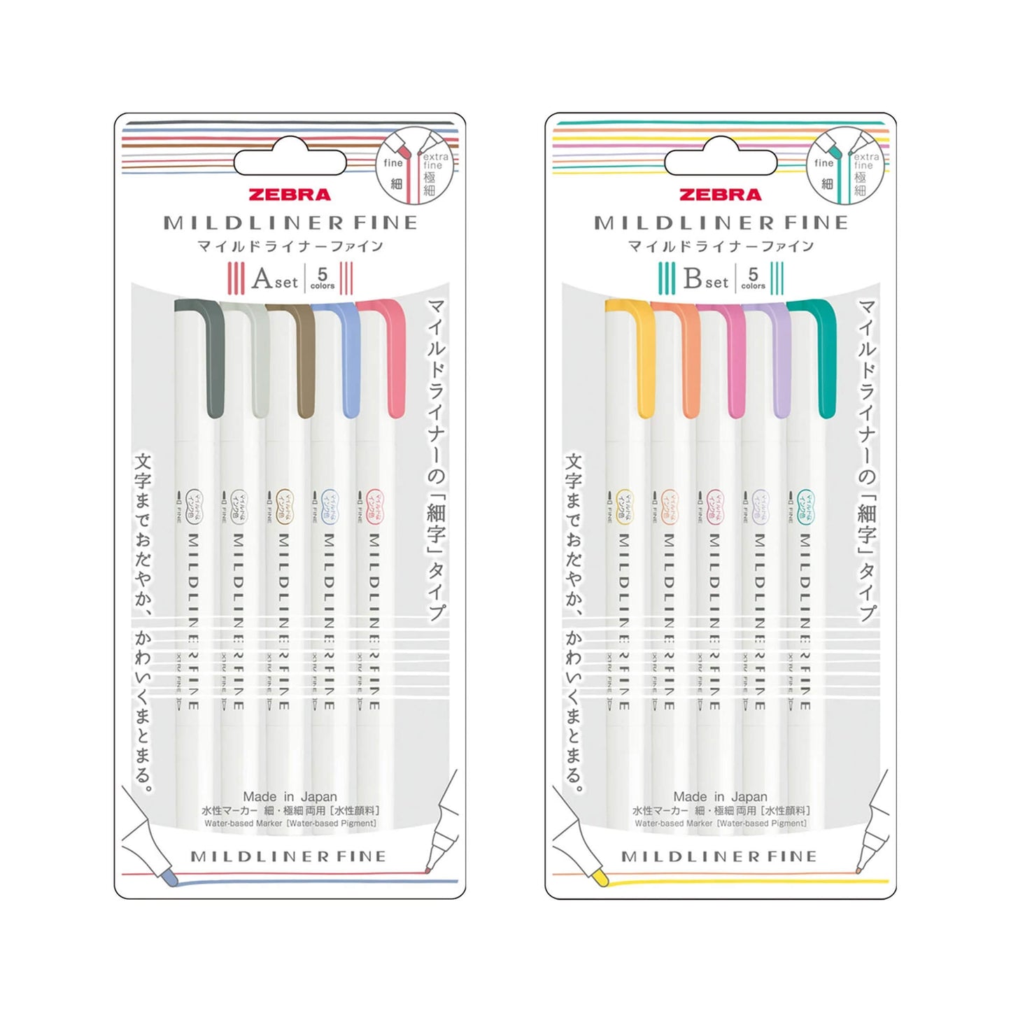 Zebra Mildliner Fine Dual - Tip Marker Limited Edition Set - Set A - Fine - Tip Markers