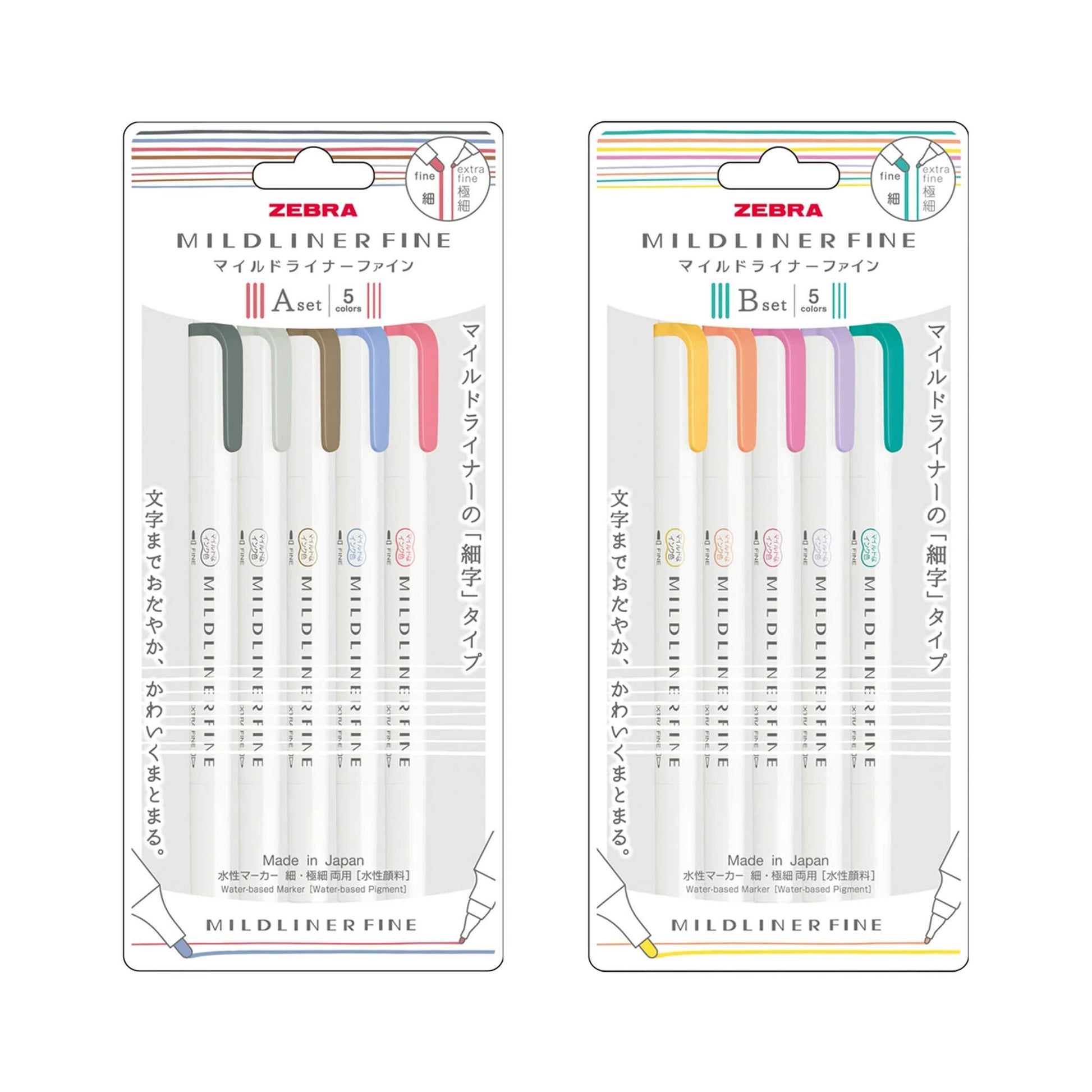 Zebra Mildliner Fine Dual - Tip Marker Limited Edition Set - Set A - Fine - Tip Markers