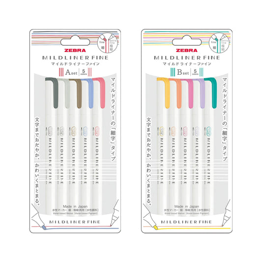 Zebra Mildliner Fine Dual - Tip Marker Limited Edition Set - Set A - Fine - Tip Markers