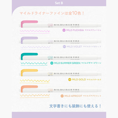 Zebra Mildliner Fine Dual - Tip Marker Limited Edition Set - Set A - Fine - Tip Markers