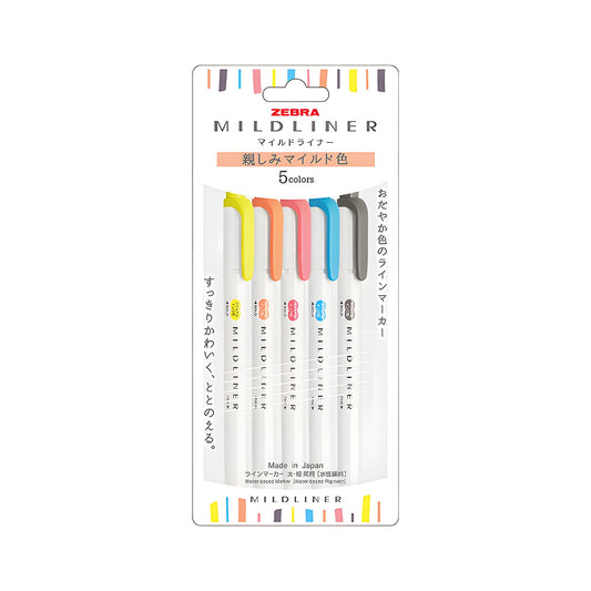 Zebra Mildliner Highlighter Set of 5 - Cozy Mild Colors - Highlighters