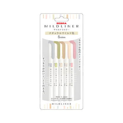 Zebra Mildliner Highlighter Set of 5 - Natural Mild Colors - Highlighters