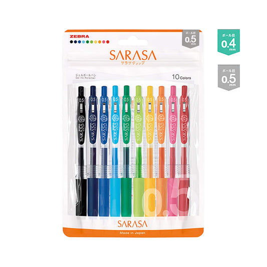 Zebra Sarasa Clip Gel Pen 10 - color Set 0.4mm/0.5mm - 0.4mm - Gel & Rollerball Pens