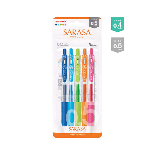 Zebra Sarasa Clip Gel Pen 5 - color Set 0.4mm/0.5mm - 0.4mm - Gel & Rollerball Pens
