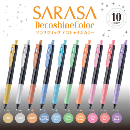 Zebra Sarasa Clip Gel Pen Decoshine Colors Set of 10 - Gel & Rollerball Pens