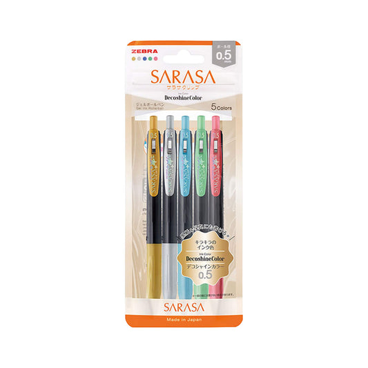 Zebra Sarasa Clip Gel Pen Decoshine Colors Set of 5 - Gel & Rollerball Pens
