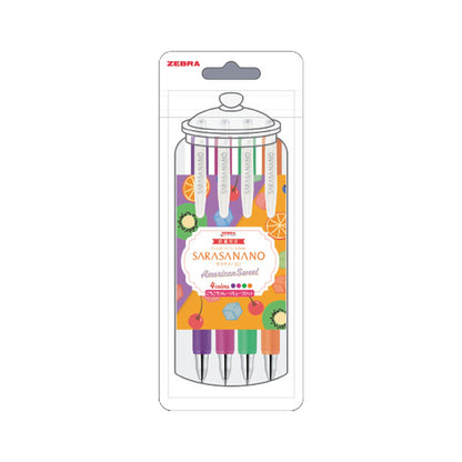 Zebra Sarasa Nano Gel Pen Limited 4 - Color Set - American Sweet / Fruit Cube 0.3mm - Gel & Rollerball Pens